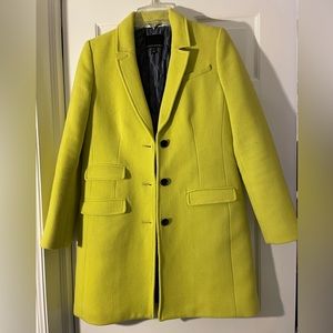 Banana Republic chartreuse car coat with quilted lining